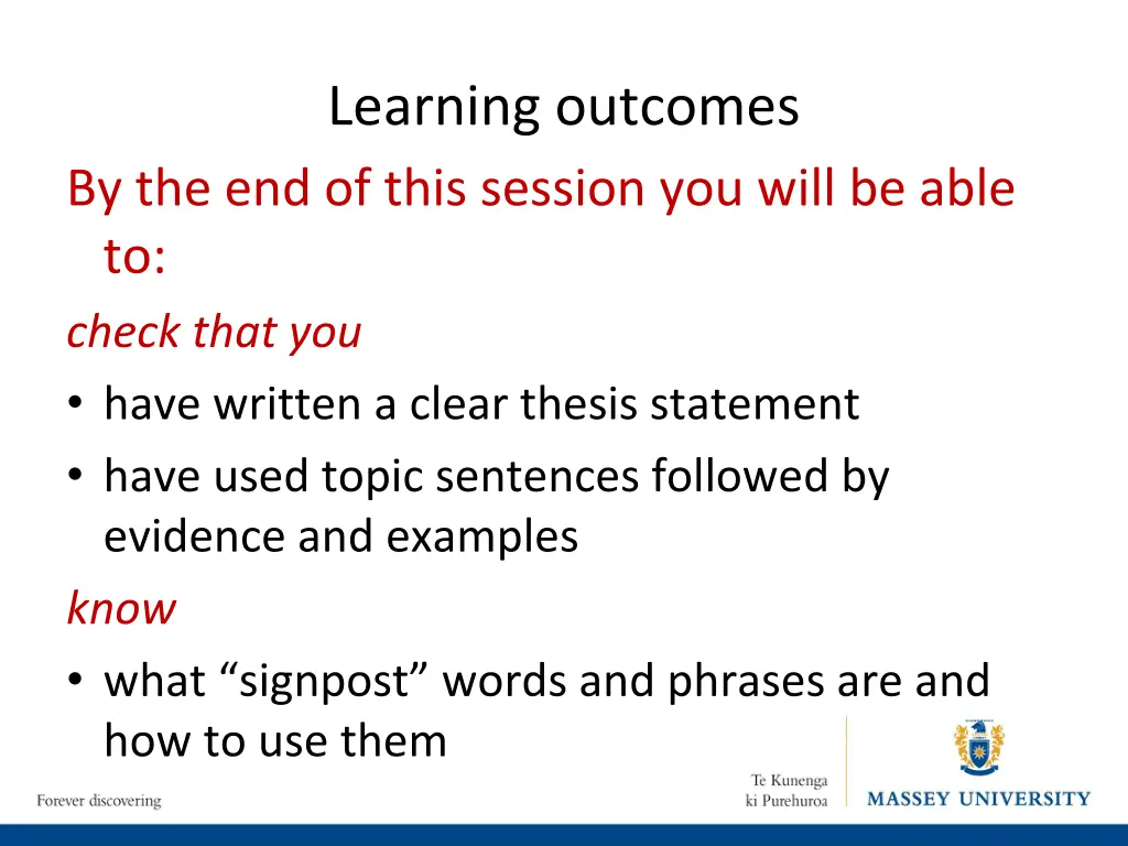 learning outcomes