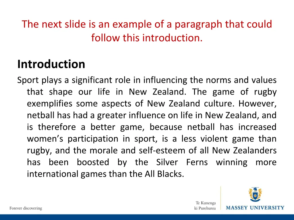 the next slide is an example of a paragraph that