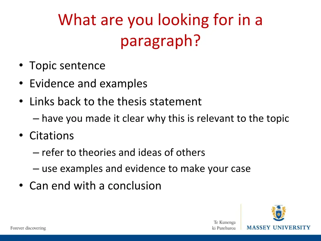 what are you looking for in a paragraph