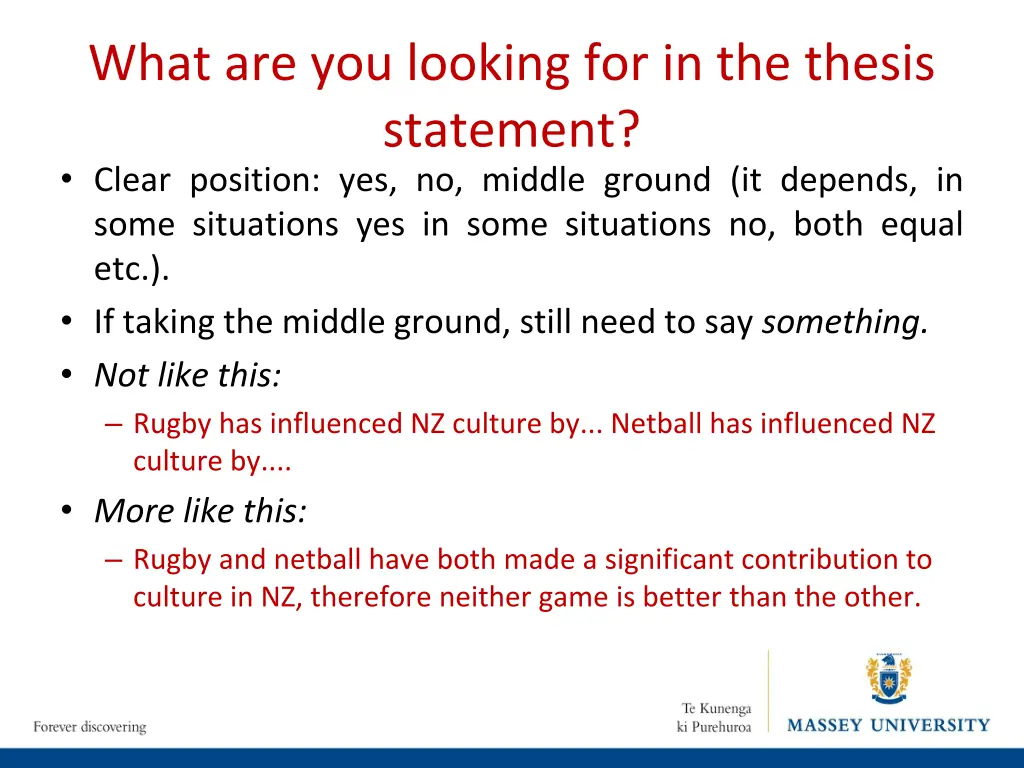 what are you looking for in the thesis statement