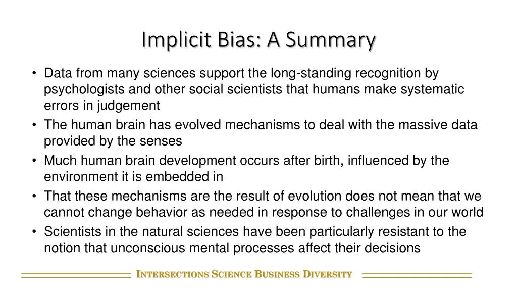 implicit bias a summary