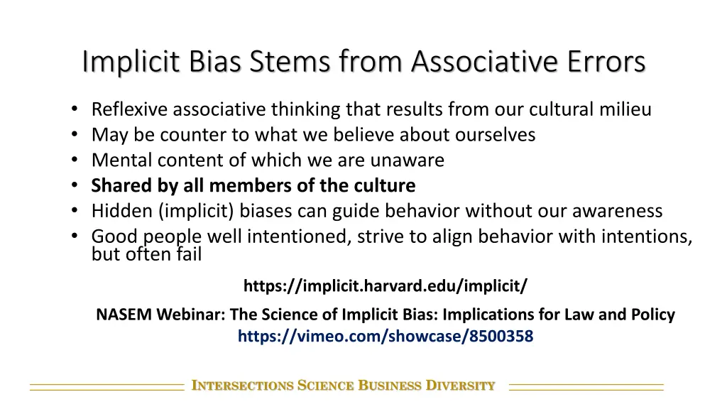 implicit bias stems from associative errors