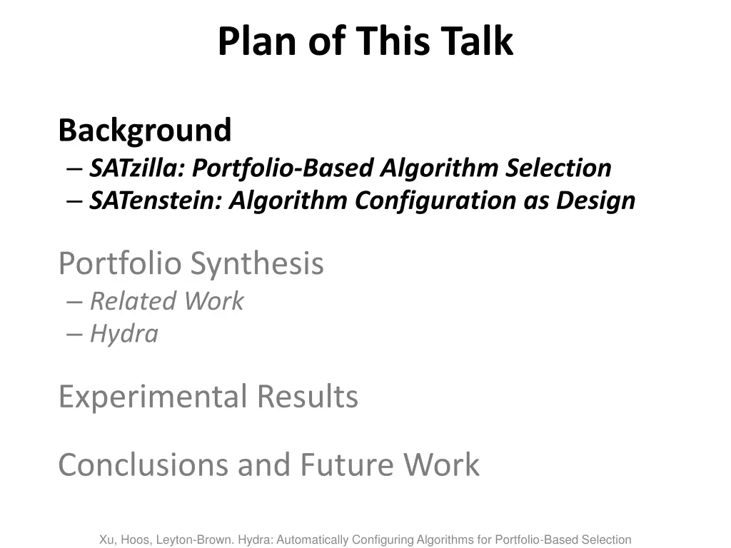 plan of this talk
