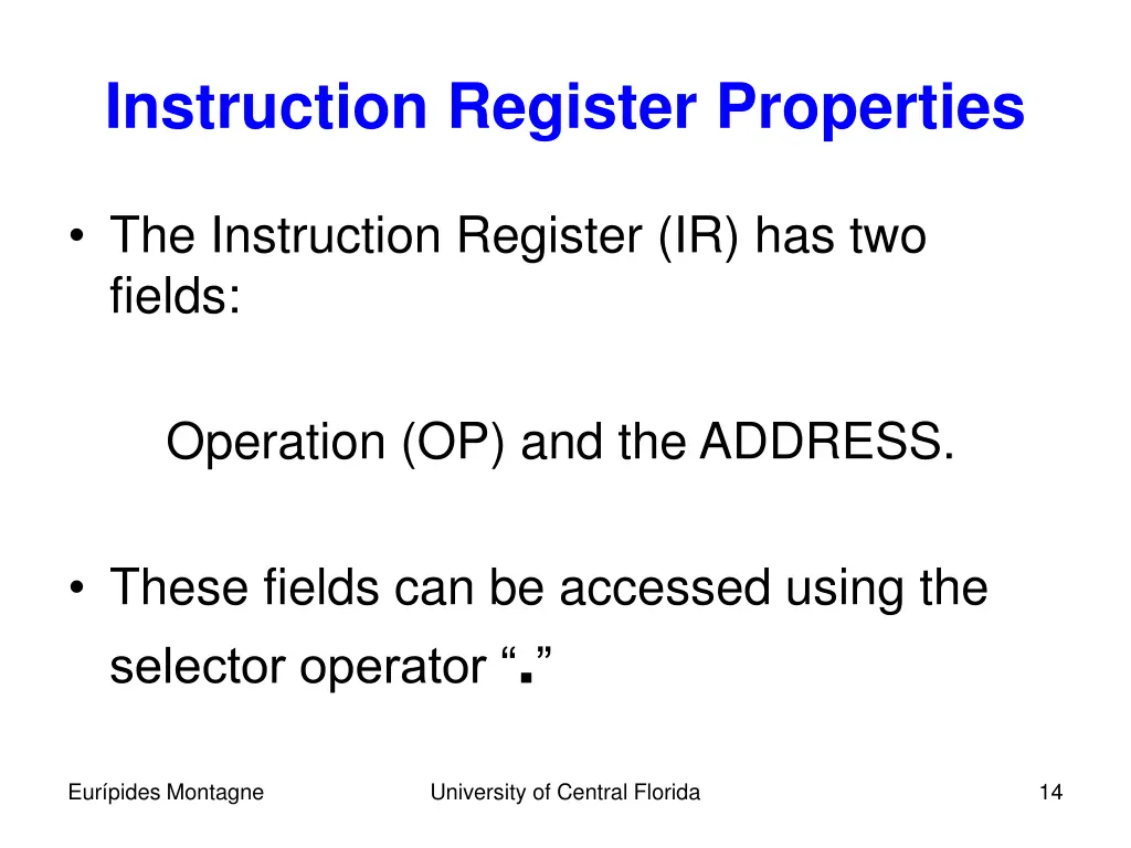 instruction register properties