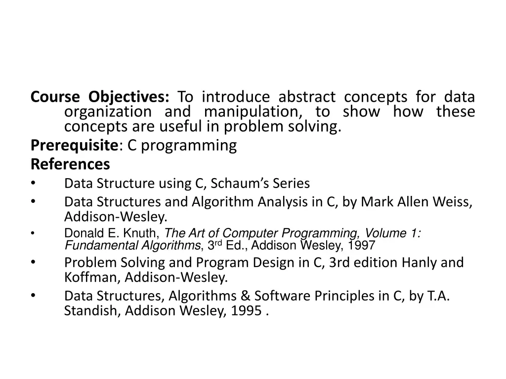 course objectives to introduce abstract concepts