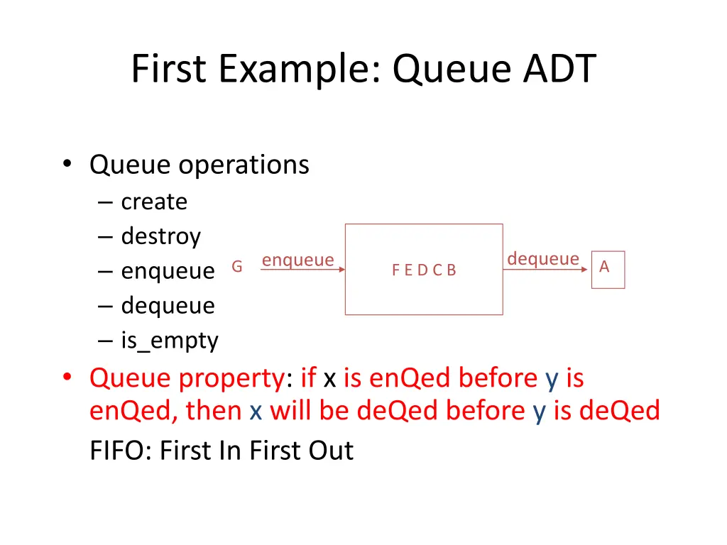 first example queue adt