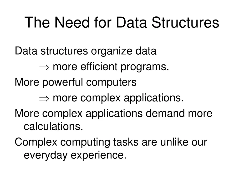 the need for data structures