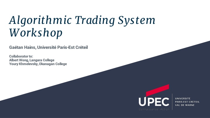 algorithmic trading system workshop