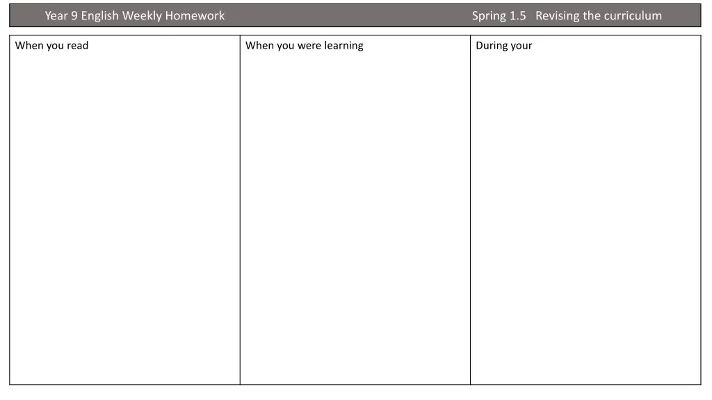 year 9 english weekly homework 7
