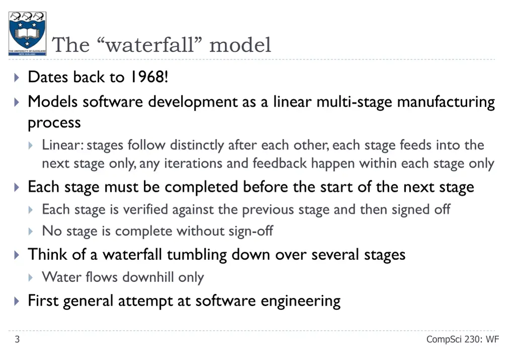 the waterfall model