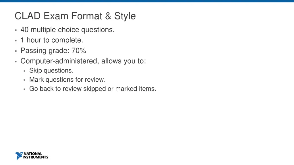clad exam format style