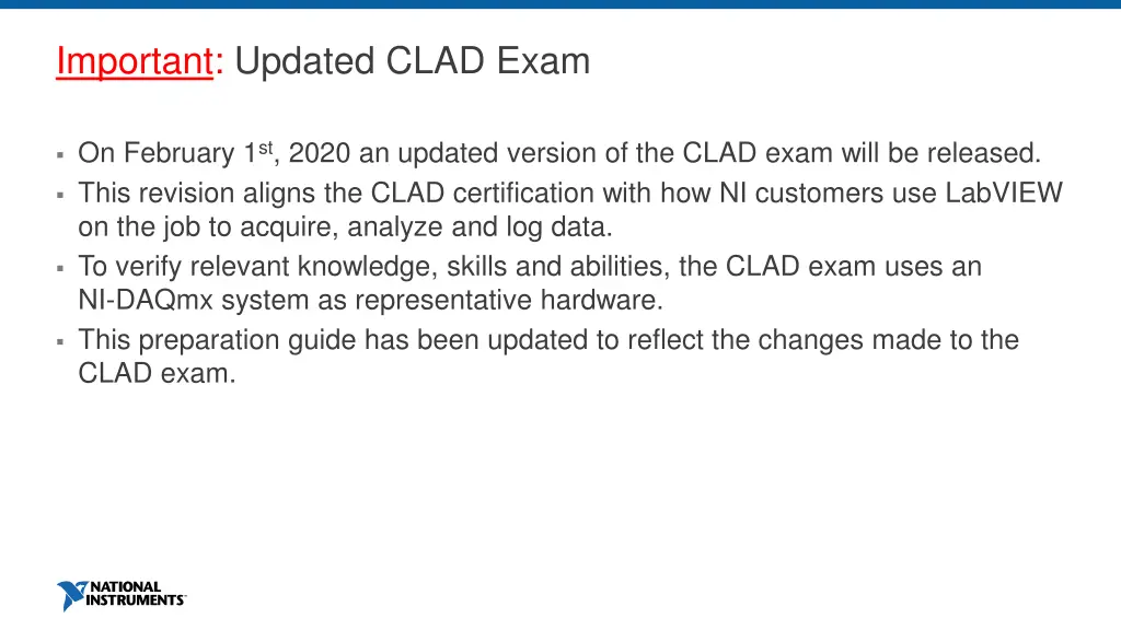important updated clad exam