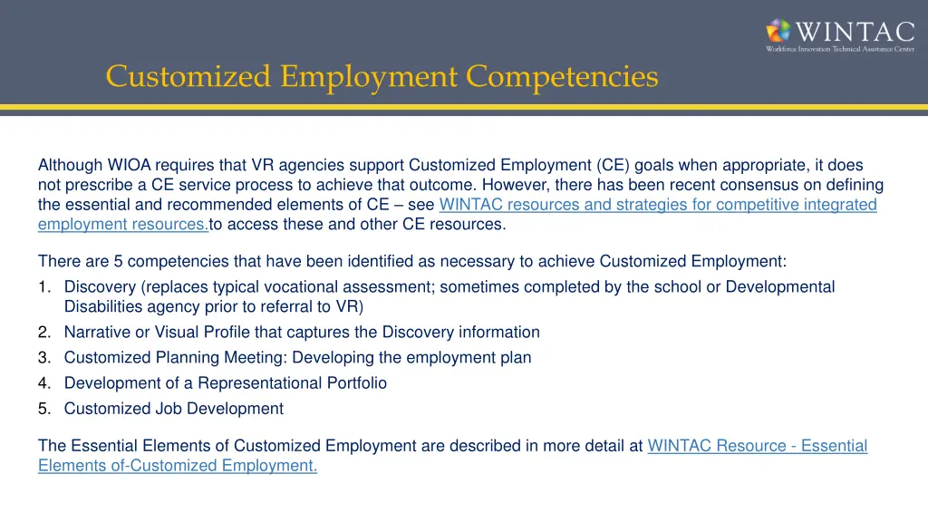 customized employment competencies