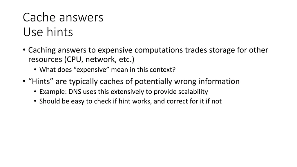 cache answers use hints