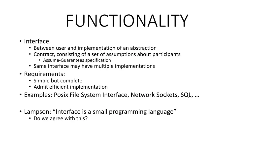 functionality