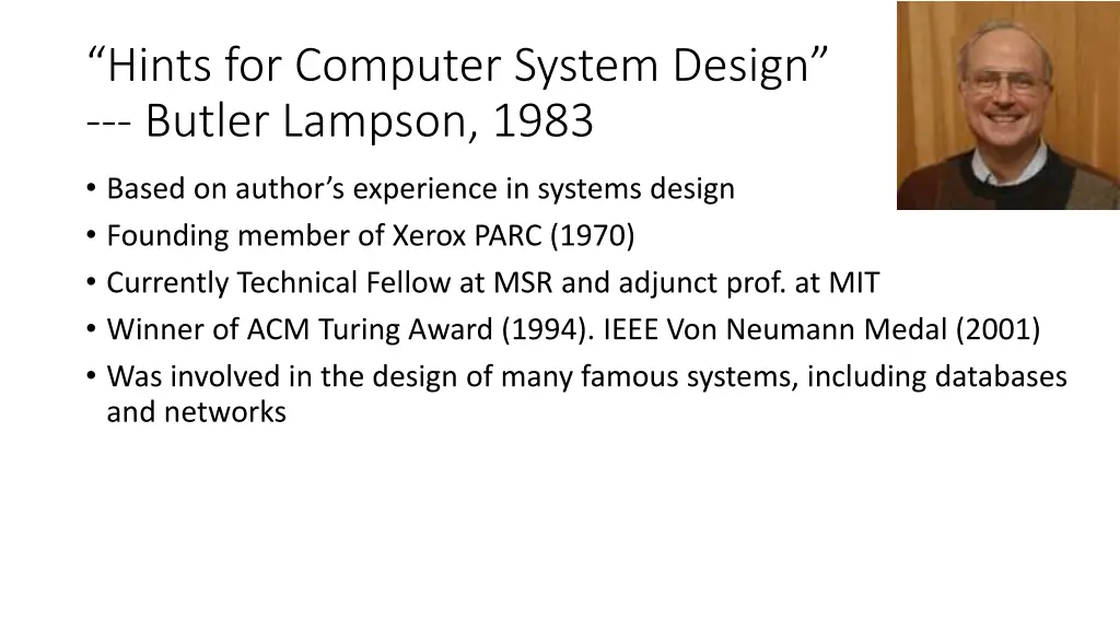 hints for computer system design butler lampson