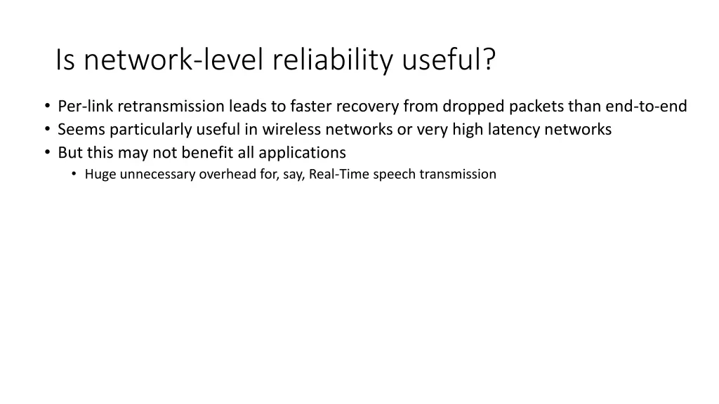 is network level reliability useful