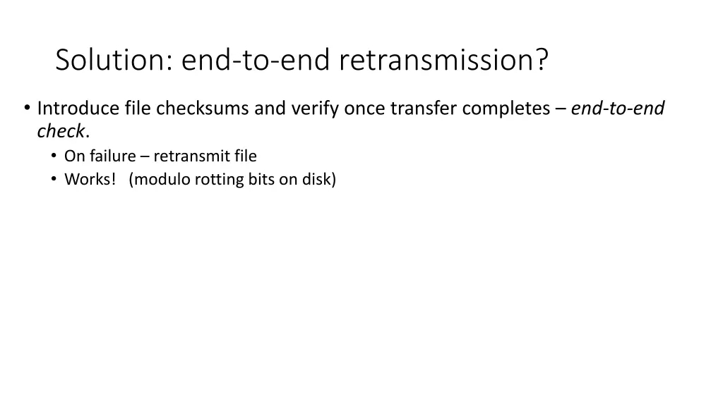 solution end to end retransmission