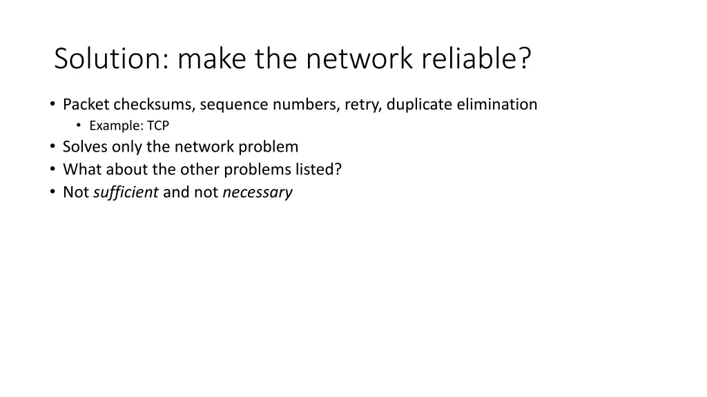 solution make the network reliable