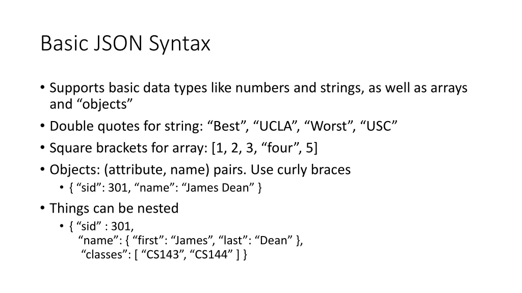 basic json syntax