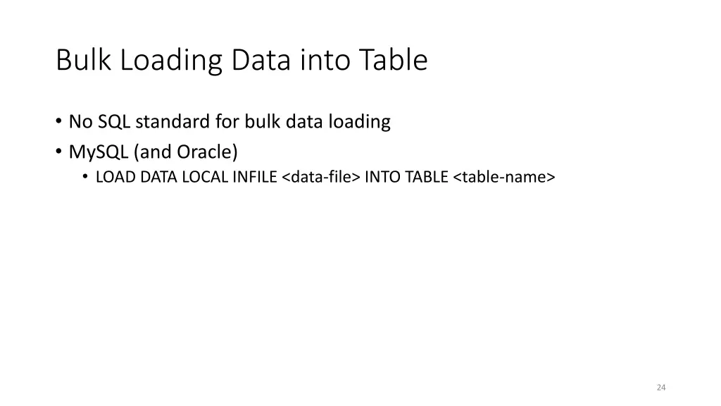 bulk loading data into table