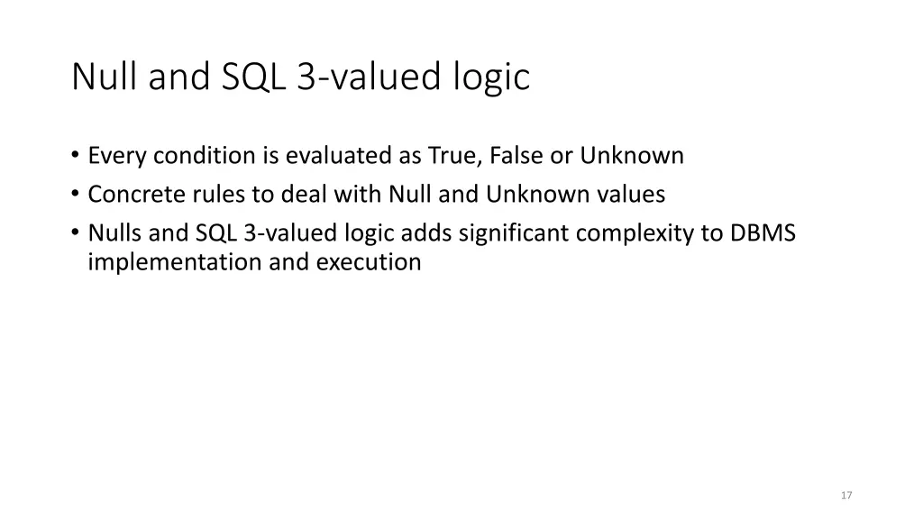 null and sql 3 valued logic