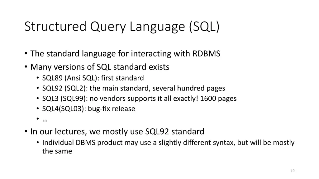 structured query language sql
