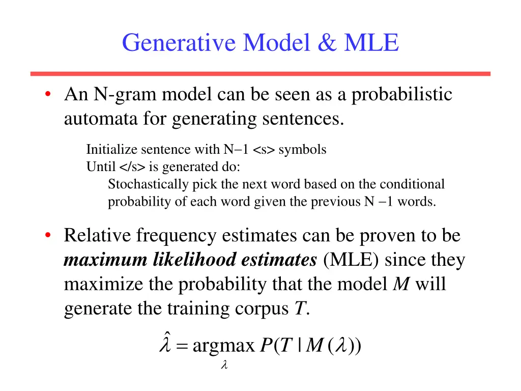 generative model mle