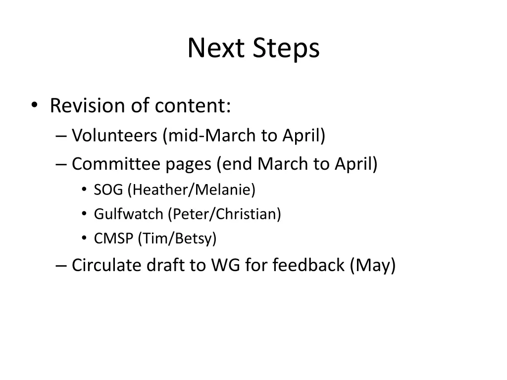 next steps
