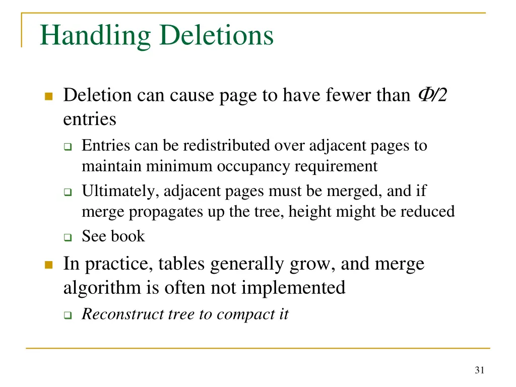 handling deletions
