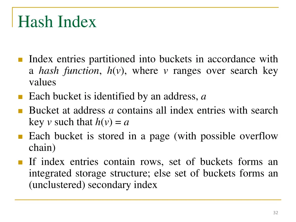 hash index