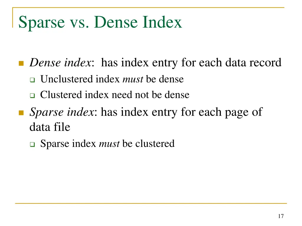 sparse vs dense index