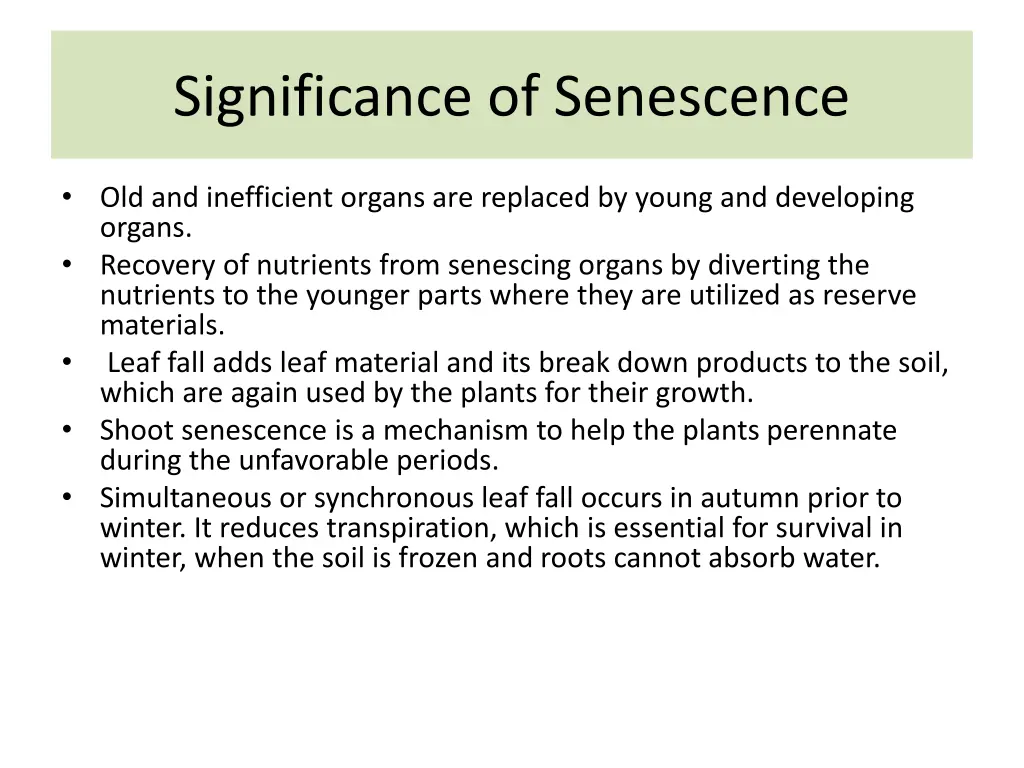 significance of senescence