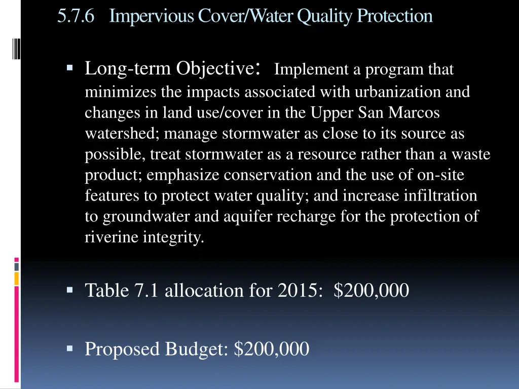 5 7 6 impervious cover water quality protection