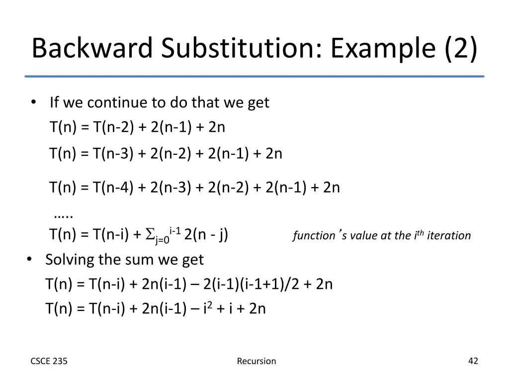 backward substitution example 2