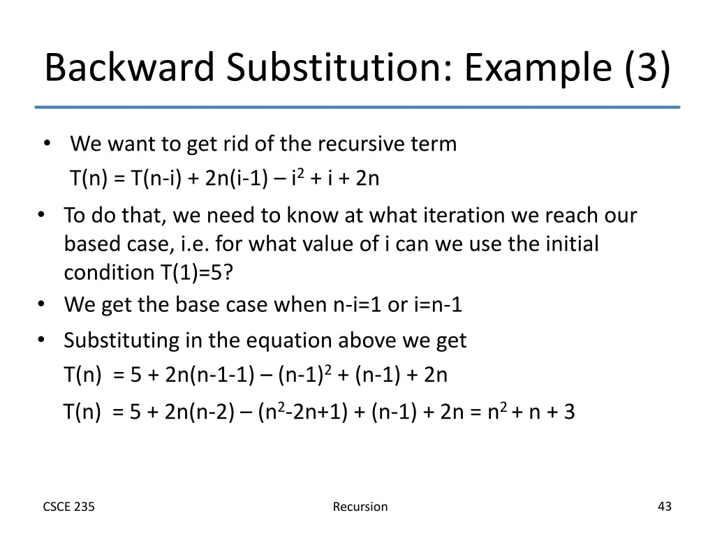 backward substitution example 3