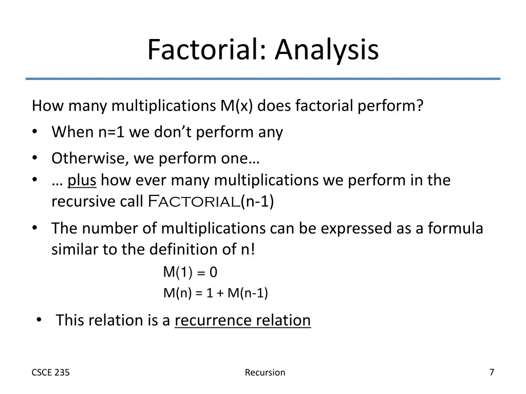 factorial analysis