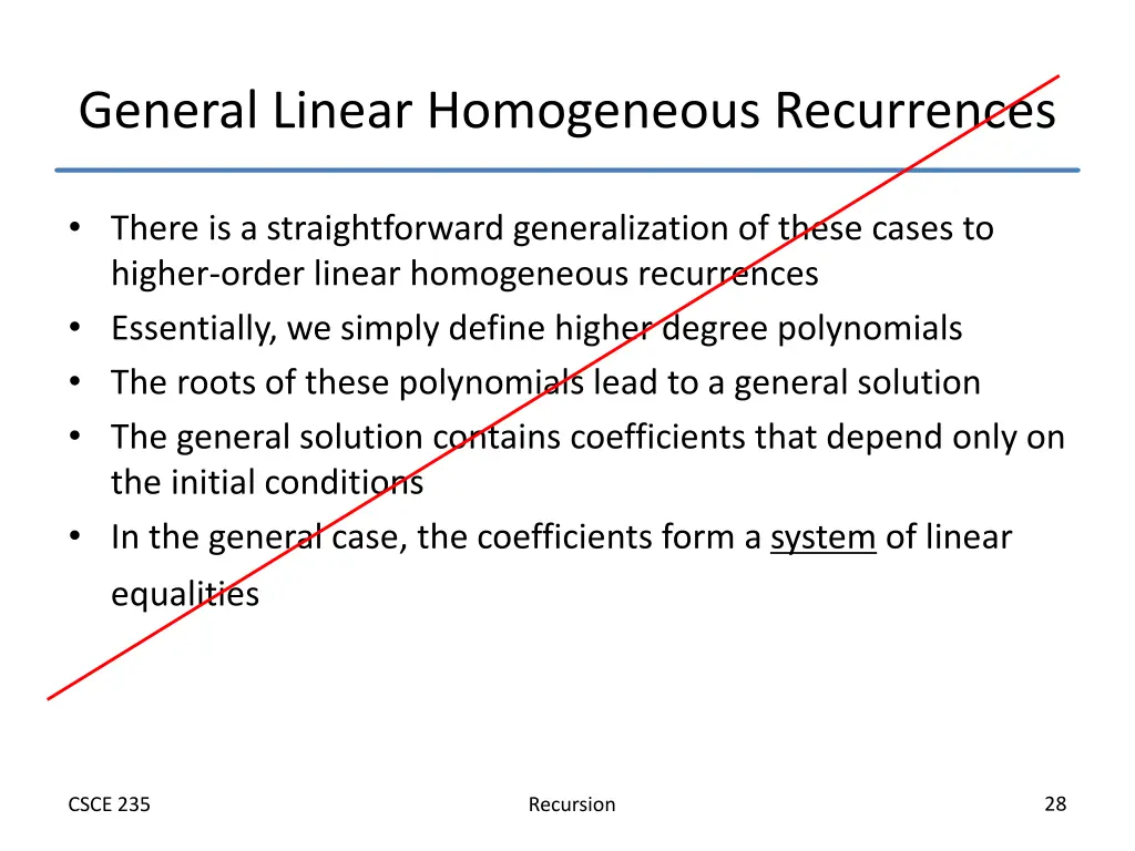 general linear homogeneous recurrences