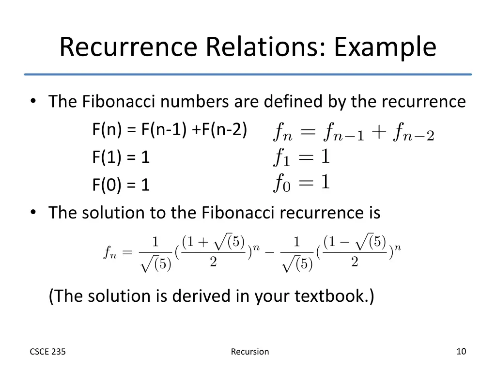 recurrence relations example