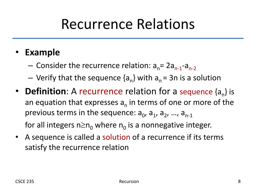 recurrence relations