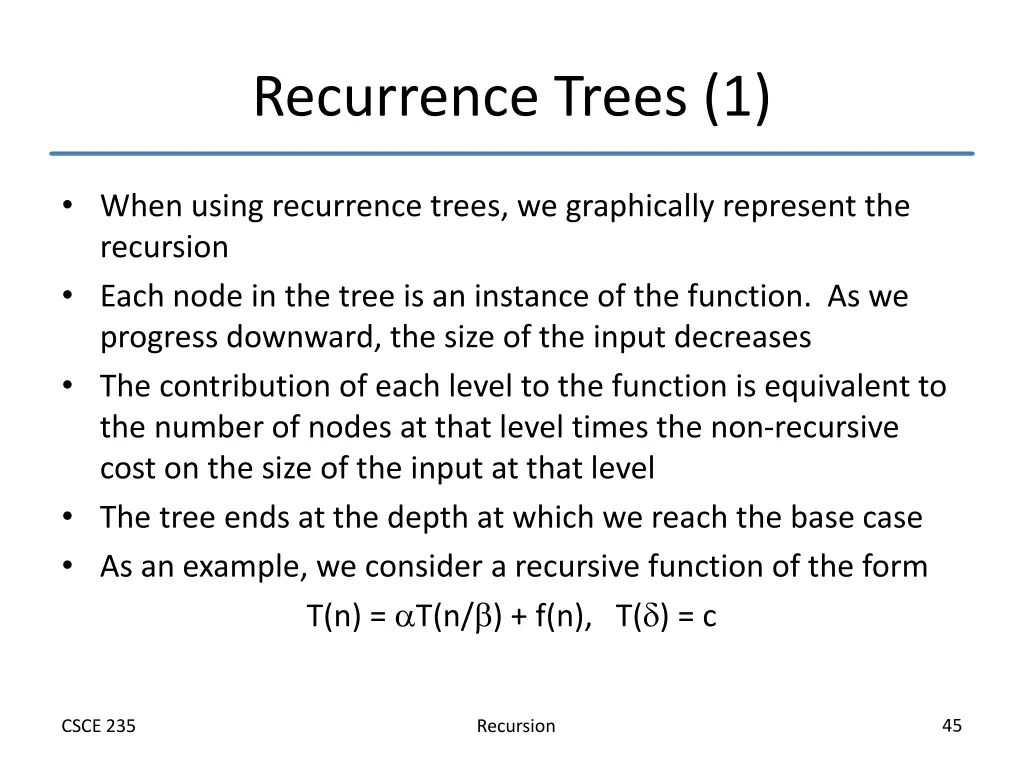 recurrence trees 1
