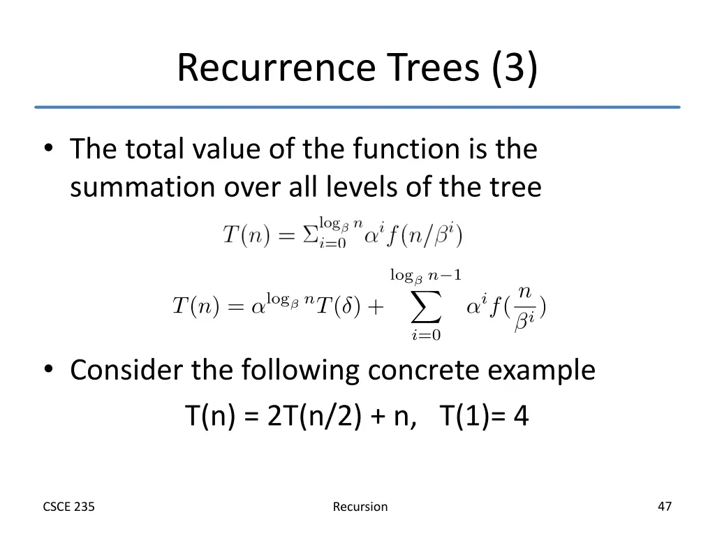 recurrence trees 3