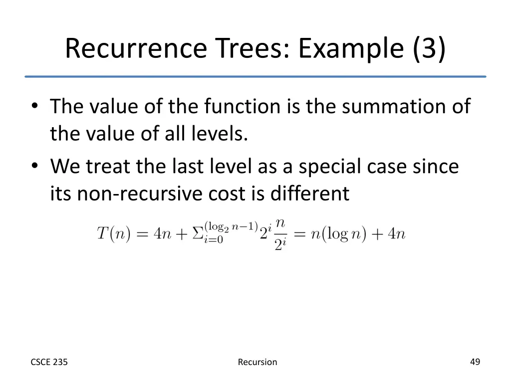 recurrence trees example 3