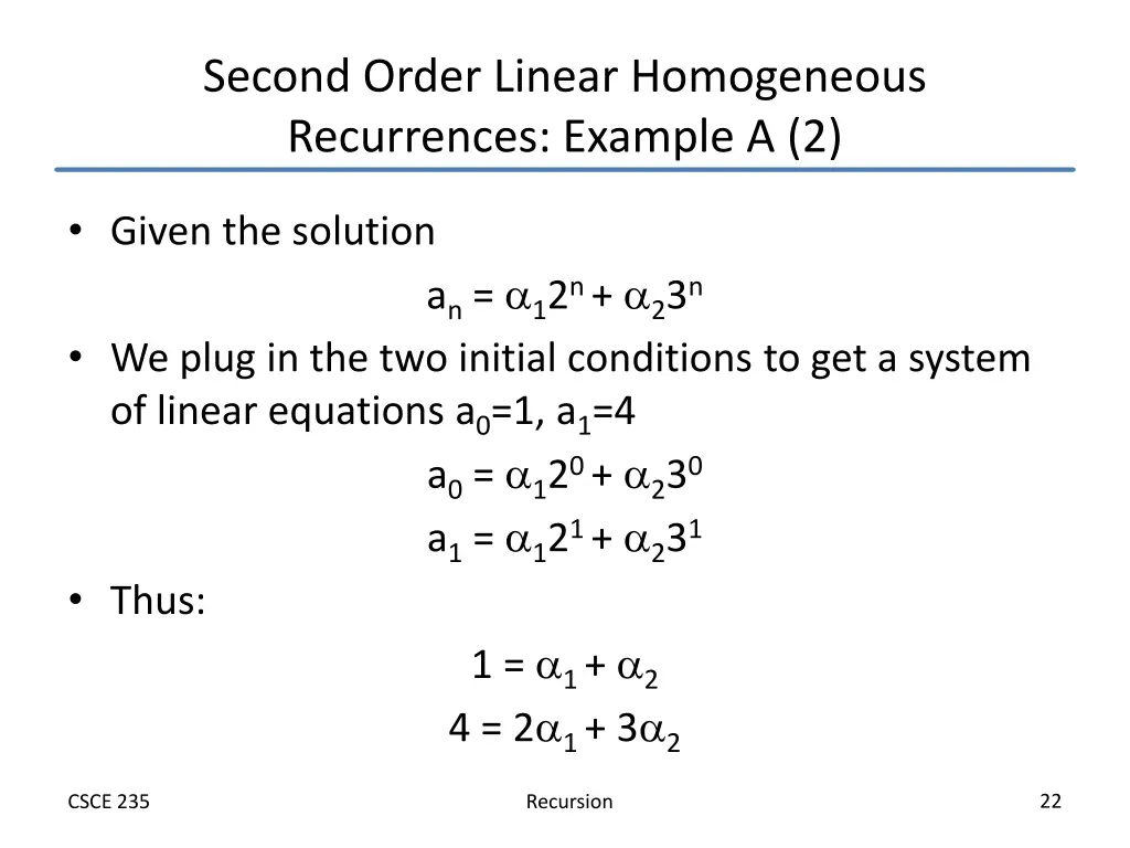 second order linear homogeneous recurrences 2