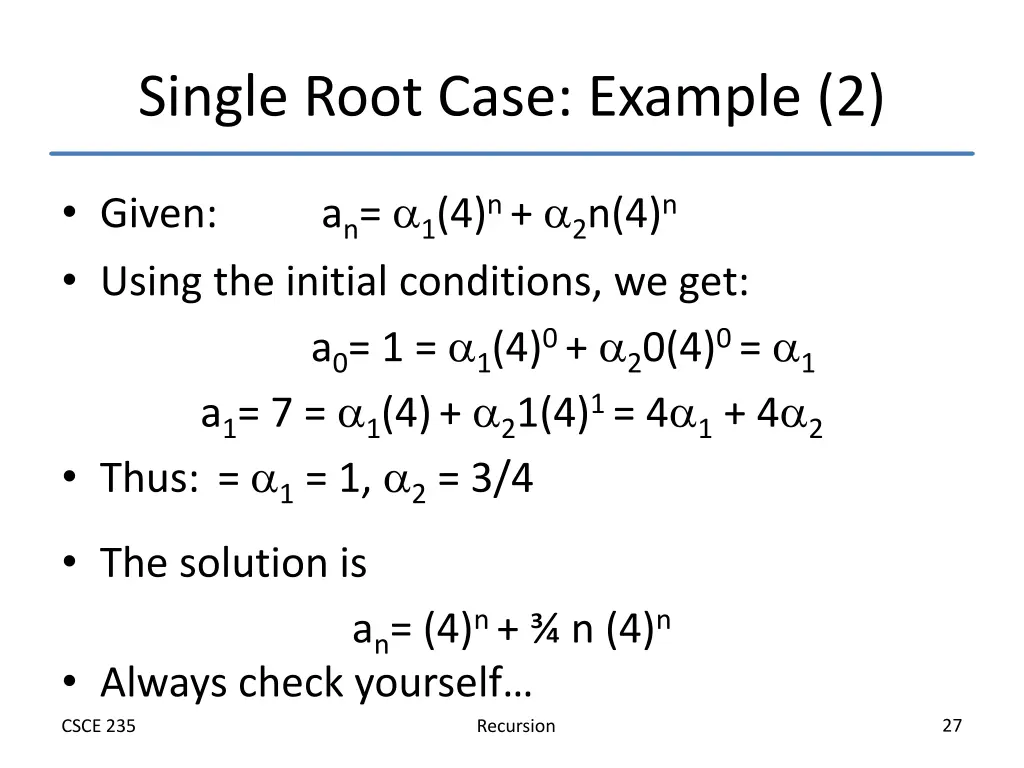 single root case example 2