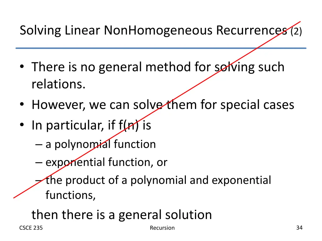 solving linear nonhomogeneous recurrences 2