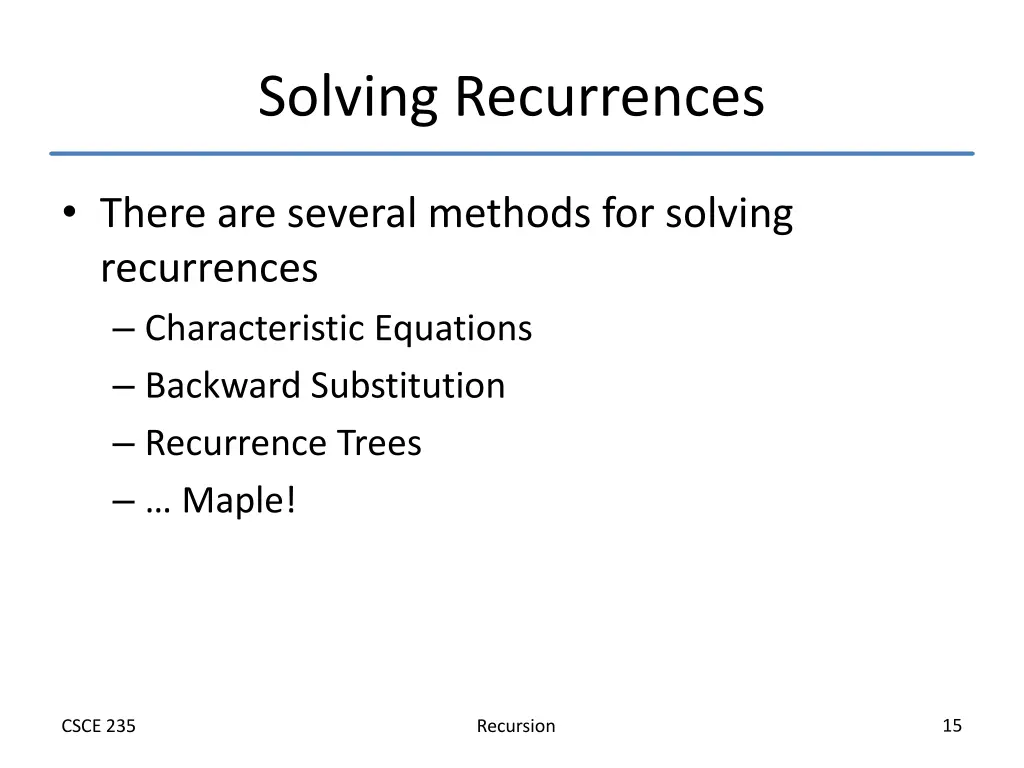 solving recurrences