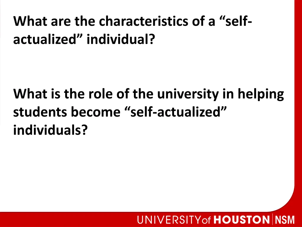 what are the characteristics of a self actualized