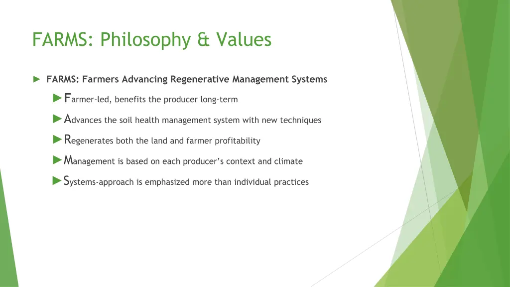 farms philosophy values