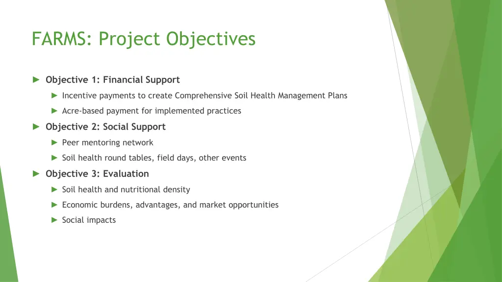 farms project objectives
